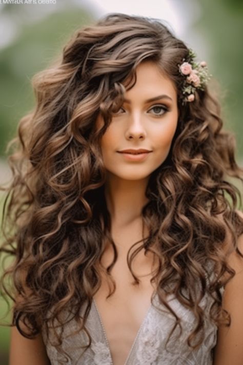 Cascading curls exude elegance and are perfect for weddings or special occasions. Create this look by using a curling iron equipped with a larger barrel size to achieve those cascading curls effortlessly. Click here to check out more curled hairstyles that will make you want to curl your hair right now. Formal Hair Down, Wedding Curls, Curl Your Hair, Curls Hair, Curly Wedding Hair, Curls For Long Hair, Long Hair Wedding Styles, Pin Curls, Wedding Hair Down