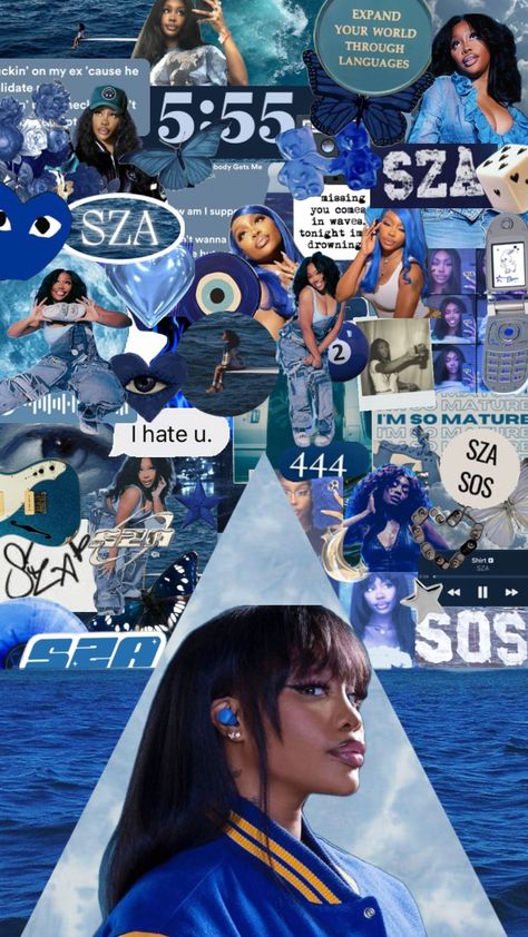 Sza Aesthetic Wallpaper Blue, Sza Aesthetic Wallpaper, Sza Wallpapers, Sza Collage Wallpaper, Iphone Wallpaper Rap, Sza Aesthetic, Sza Singer, Pink Wallpaper Hello Kitty, Cute Images For Wallpaper