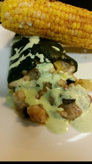 Shrimp Stuffed Poblano Peppers, Stuffed Poblano Pepper, Shrimp Enchiladas, Poblano Peppers Recipes, Shrimp Stuffed, Zucchini Corn, Poblano Pepper, Poblano Peppers, Pre Cooked Chicken