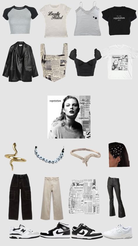 Diy Taylor Swift Costume Reputation, Eras Tour Movie Outfits Easy, Reputation Era Outfits Ideas, Ears Tour Outfit Ideas Reputation, Easy Taylor Swift Outfit, Reputation Taylor Swift Outfits Ideas, Reputation Eras Tour Outfit Ideas, Taylor Swift Concert Outfit Reputation, Eras Tour Outfit Ideas Reputation