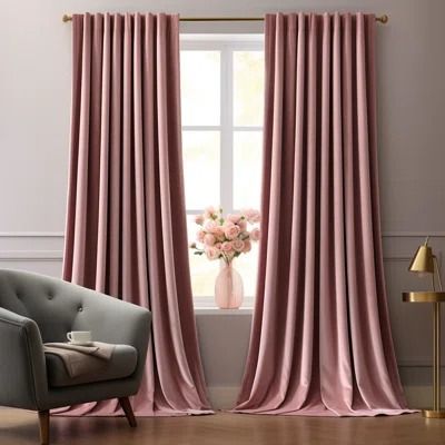 Pink Velvet Curtains & Drapes You'll Love | Wayfair Mauve Curtains Living Room, Dusty Pink Curtains Living Room, Dusty Pink Curtains Bedroom, Silk Curtains Living Room, Pink Curtains Living Room, Blush Pink Curtains, Dusty Pink Curtains, Mauve Curtains, Blush Pink Bedroom Decor