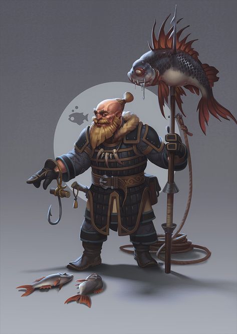 Fisherdwarf, Alexander Shatohin on ArtStation at https://www.artstation.com/artwork/e8Vvw Pathfinder Character, Dungeons And Dragons Game, The Elder Scrolls, Fantasy Races, Dungeons And Dragons Characters, Concept Art Character, Fantasy Rpg, Fantasy Inspiration, Medieval Fantasy