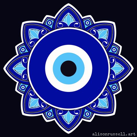 Digital Evil Eye Mandala in Procreate Evil Eye Svg, Evil Eye Mandala, Eye Of Protection, Eye Mandala, Evil Eye Art, Easy Mandala, Turkish Eye, Easy Love Drawings, Eye Eye