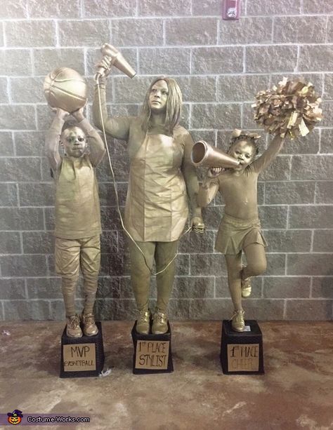 Gold Trophy Costume, Trophy Costume Halloween, Trophy Halloween Costume, Gold Costume Ideas, Trophy Costume, Life Costume, Diy Adult Halloween Costumes, Funny Group Halloween Costumes, Cherry Festival