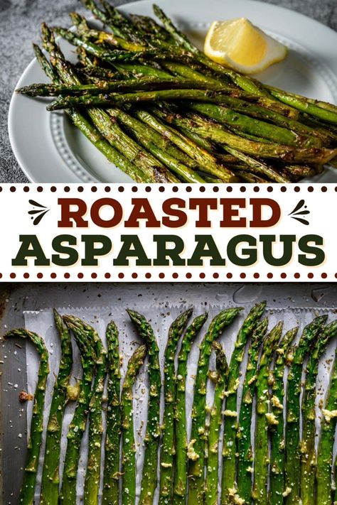 This oven-roasted asparagus is tender, crispy, and delicious! After 15 minutes in the oven, you'll have a perfect, healthy side dish. Garlic Roasted Asparagus, Asparagus Side Dish, Asparagus Recipes Roasted, Can Chicken Recipes, Oven Roasted Asparagus, Quick Side Dishes, Meatless Recipes, Baked Asparagus, Vegetables Recipes