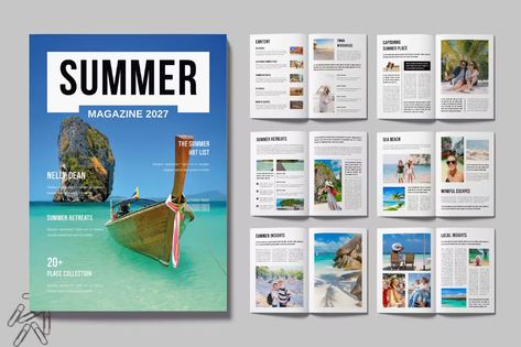 Summer Magazine Layout Design, Print Templates ft. summer & layout - Envato Elements Summer Magazine, Summer Layout, Employee Handbook Template, Photobook Layout, Magazine Layout Design, New Interior Design, Wedding Photo Albums, Template Site, Book Layout