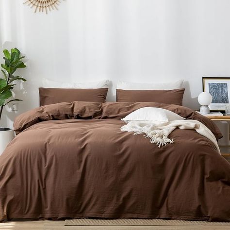 Bedding Duvet Cover Set 100% Washed Cotton Linen Like Textured - On Sale - Bed Bath & Beyond - 40196748 Brown Bed Sets, Brown Duvet Covers, Brown Bed, Bedding Duvet, Inspire Me Home Decor, Cocoa Brown, Bedding Stores, Duvet Bedding, Getting Out Of Bed