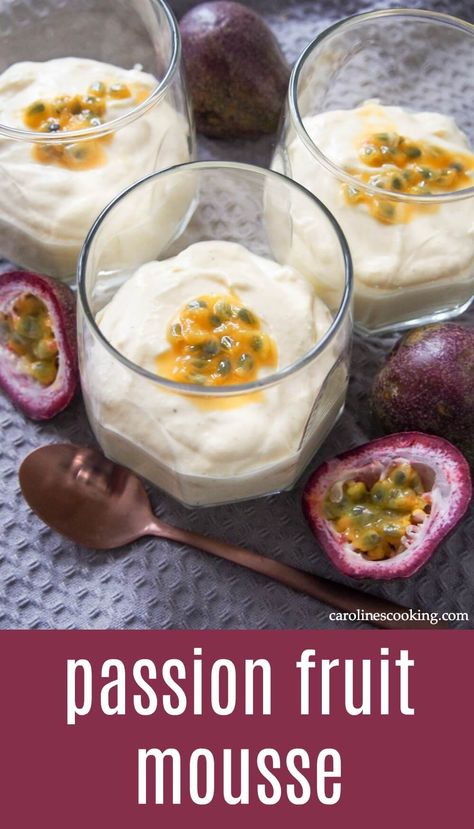 Passion Fruit Dessert, Passionfruit Mousse, Brazilian Dessert, Fruit Mousse, Passion Fruit Mousse, Passionfruit Recipes, Brazilian Desserts, Easy No Bake Desserts, Mousse Recipes