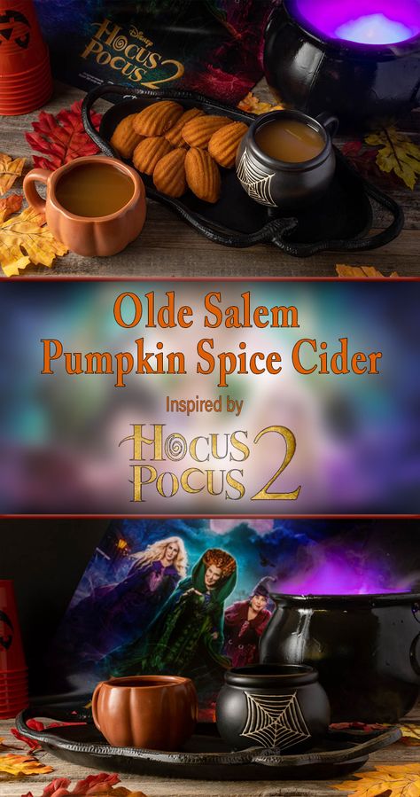 Hocus Pocus Recipes, Hocus Pocus Dinner Food, Hocus Pocus Starbucks Drink, Hocus Pocus Drinks Halloween Cocktails, Disney Movie Night Menu Hocus Pocus, Storybook Kitchen, Fantasy Cooking, Hocus Pocus Cookbook, Pumpkin Apple Cider