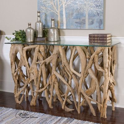 Uttermost Console Table Takken Decor, Driftwood Furniture, Driftwood Diy, Driftwood Table, Driftwood Projects, Natural Teak Wood, Wood Console Table, Wood Console, Driftwood Art