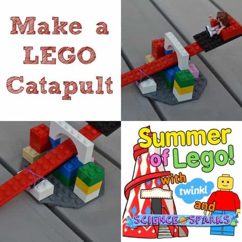 How to make a LEGO Catapult – Science Sparks Lego Catapult, Lego Stem Activities, Lego Science, Lego Engineering, Transfer Of Energy, Lego Camp, Lego Challenge, Lego Education, Design Sheet