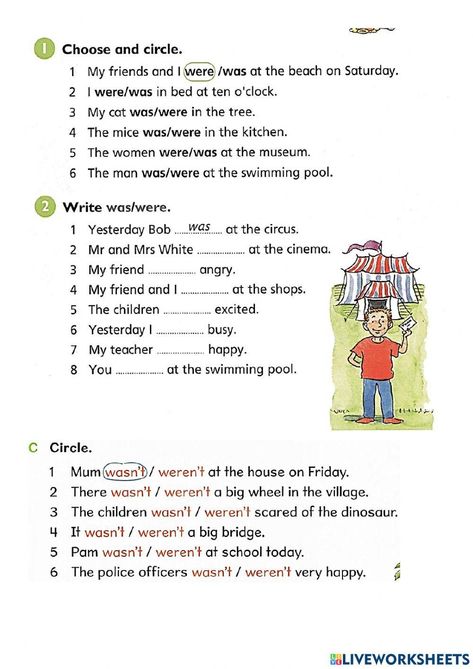 Was were Verb To Be Past, Simple Past Tense Worksheet, Past Tense Worksheet, English Homework, English Conversation Learning, Teach English To Kids, Simple Past Tense, Vocabulary Lessons, Learning English For Kids