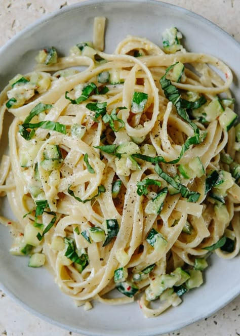 Recipe: Creamy Zucchini Fettuccine | Kitchn Heavy Cream Recipes, Fettuccine Recipe, Fettuccine Alfredo Recipe, Creamy Zucchini, Fettuccine Pasta, Zucchini Pasta, Alfredo Recipe, Vegetable Pasta, Summer Eating