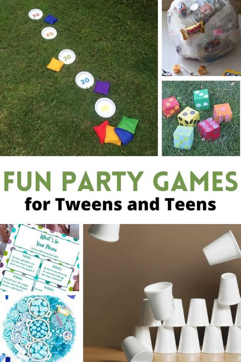 Fun party games for tweens. Tweens and Teens party activities. Sleepover games for kids. Kids games that tweens will love Teenage Birthday Activities, Birthday Party Inside Games, 9 Year Birthday Party Games, Birthday Party Games For 10 Year Girl, Fun Birthday Games For Teens, Games For 10th Birthday Party, Teen Birthday Party Activities, Girls Birthday Party Activities, Birthday Party Games For Teenagers