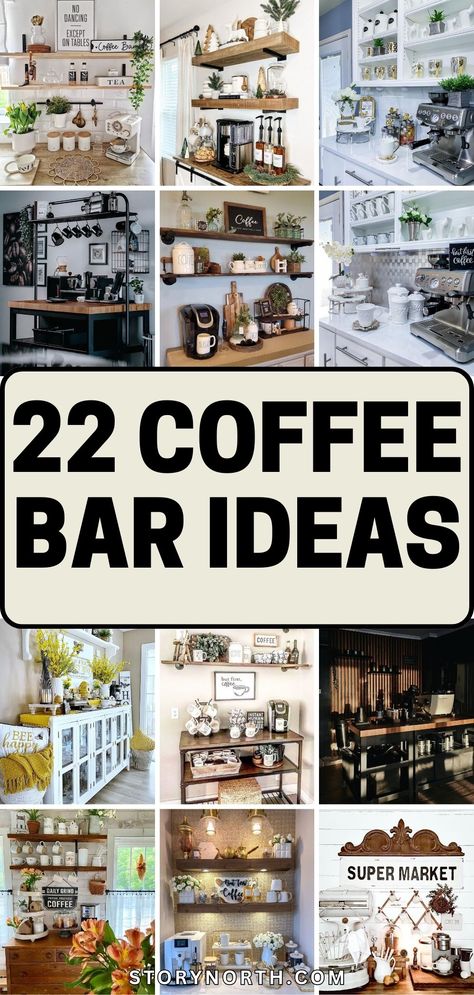 Pin this for trendy coffee bar inspiration to transform your home space! Elevate your morning routine with these chic and stylish ideas. #CoffeeBarDecor #HomeDecoration #MorningRituals Bakers Rack Coffee Bar Ideas, Rustic Coffee Bar Ideas, Bakers Rack Coffee Bar, Coffee Bar Inspiration, Living Room Bar Ideas, Coffee Bar Ideas Kitchen, Coffee Bar At Home, Bar At Home, Dreamy Kitchens