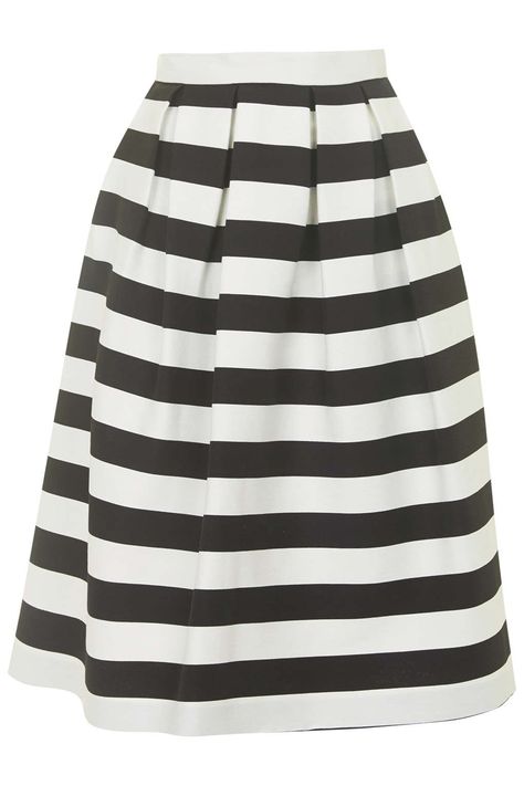 Topshop does Tibi - I already have the black and white stripe Tibi version of this skirt, but this one would probably be a little more versatile as it doesn't appear to be satin... Midi Skirt Fall, Crop Skirt, Prom Skirt, Mid Calf Skirt, Midi Skirt Pattern, Jamie Chung, Full Midi Skirt, Calf Length Skirts, Striped Midi Skirt