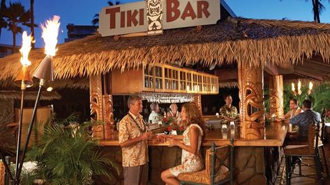 Kaanapali Beach Hotel’s Tiki Bar helps Maui visitors get into a laid-back frame of mind. Kaanapali Beach Hotel, Outdoor Tiki Bar, Maui Hotels, Poolside Dining, Kaanapali Beach, Tiki Bars, Maui Beach, Tiki Lounge, West Maui