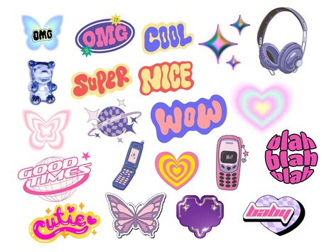 Y2k Scrapbook Stickers, Y2k Png Scrapbook Sticker, Y2k Stickers Png, Y2k Clipart, Sticker Y2k, Tumblr Sticker, Y2k Items, Y2k Png, Y2k Designs