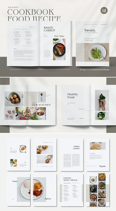 Cookbook Design Template, Recipe Layout, Cookbook Cover Design, Recipe Design, Recipe Book Covers, Recipe Book Design, Food Web Design, Lookbook Design, Recipe Book Templates