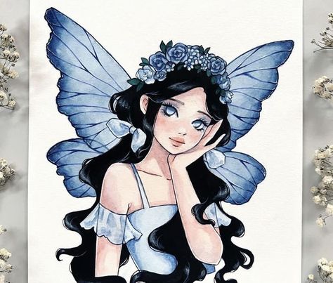 Fairy Chibi Drawing, Fairy Girl Drawing, Feefal Art, Easy Portrait Drawing, Learning Drawing, Dibujos Toy Story, Watercolor Art Face, Cats Art Drawing, Fairy Drawings