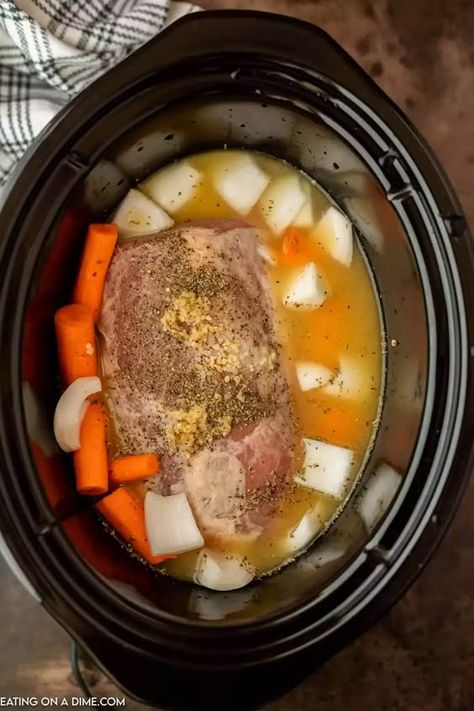 This Crock Pot Pork Roast is tender and delicious with very little work. The pork falls apart from being slow cooked and each bite is so flavorful. Pork Stew Crockpot, Slow Cooker Pork Roast Recipe, Crock Pot Pork Roast, Pork Roast Crock Pot Recipes, Pork Roast Recipe, Crockpot Pork Roast, Slow Cooker Pork Roast, Crock Pot Pork, Pot Roast Crock Pot Recipes