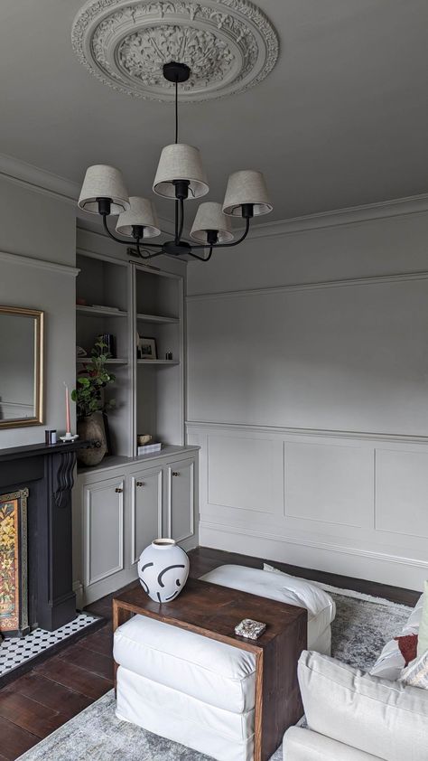 Zoe Olivia, Rose Living Room, Hardwick White, Uk Interior Design, Victorian Terrace Interior, Modern Traditional Living Room, Victorian Ceiling, Victorian Living Room, Walnut Floors