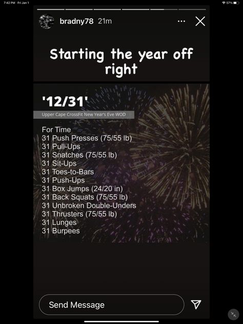 New Years Crossfit Wod, New Years Eve Wod Crossfit, New Year’s Eve Crossfit Wod, Crossfit Lifestyle, Holiday Workout, Double Unders, Crossfit Wod, New Year’s Day, Box Jumps