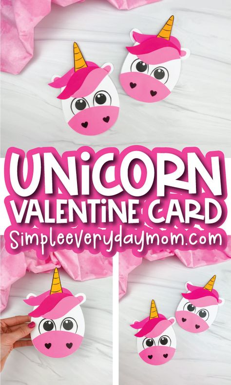 Unicorn Valentine Cards, Valentine Card Crafts, Valentine Template, February Crafts, Diy Valentines Cards, Unicorn Card, Homemade Card, Diy Valentine's Day, Unicorn Valentine