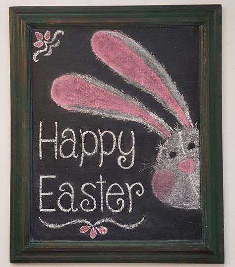 Easter Chalkboard 2018 Easter Chalkboard Art, Spring Chalkboard, Chalkboard Art Quotes, Easter Chalkboard, Chalkboard Wall Art, Chalkboard Doodles, Blackboard Art, Chalk Sign, Chalk Design