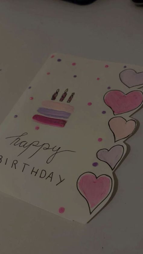 Aesthetic Pink Birthday, Birthday Card Drawing Ideas, Card Drawing Ideas, Bff Cute, Pink Birthday Card, Happy Birthday Cards Diy, 16th Birthday Card, Creative Birthday Cards, Birthday Card Drawing