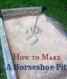 How to build a horseshoe pit--I think this would be so fun! Have to cover it when I'm not using it though, because of the cats. Outdoor Seating Ideas Diy, Horse Shoe Pit, Horseshoe Game, Landscape Timbers, Outside Games, Fun Outdoor Activities, Bocce Ball, Yard Project, Yard Games