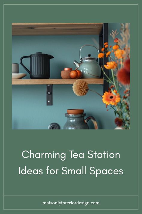 Transform a small area of your home into the perfect cozy tea station that enhances your tea-drinking experience. These charming and functional ideas are designed specifically for tea lovers who are working with limited spaces. From wall-mounted shelves to rolling carts, a bit of creativity can turn any nook into a delightful tea corner. Arranging a small tea station not only maximizes space but also adds style and warmth. Discover ways to organize your teas, teacups, and accessories efficiently in this inviting setup. Tea Station Organization, Tea Area In Kitchen, Tea Bar Station, Hot Tea Bar, Tea Station Ideas, Tea Bar Ideas, Tea Corner Ideas, Tea Area, Tea Shelf