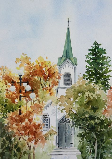 Watercolor Architecture, Watercolor Paintings For Beginners, Watercolour Inspiration, Architecture Drawing Art, Cottage Art, 수채화 그림, Watercolor Landscape Paintings, Watercolor Paintings Tutorials, Watercolor Flowers Paintings