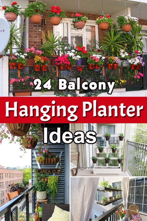 Plants On Deck, Balcony Hanging Planter, Balcony Hanging Plants, Hanging Planters Outdoor, Hanging Plants Outdoor, Balcony Planters, Diy Balcony, Diy Hanging Planter, Porch Plants