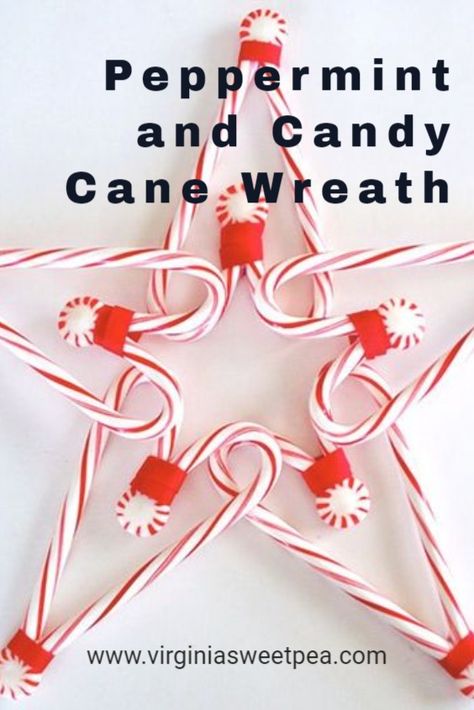 Peppermint and Candy Cane Wreath - Learn how to make a Christmas wreath using candy canes and peppermint candies. This wreath is a fun craft and it's a great Christmas decoration. via @spaula Candy Cane Wreaths, Candy Wreath Christmas, Christmas Candy Crafts, Candy Cane Crafts, Peppermint Candies, Candy Wreath, Peppermint Christmas, Candy Ornaments, Candy Cane Ornament