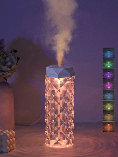 One Usb-Powered High-Capacity Acrylic Crystal Humidifier, Can Be Used As Usb Night Light, Desk Lamp, And Crystal Atmosphere Lamp. Small Aroma Diffuser For Bedroom And Home (Do Not Use Oil-Based Perfume Or Essence). The Lid Is Not Waterproof. Seven Colors Of Rgb Automatic Color Change, Press And Hold To Fix The Color.I discovered amazing products on SHEIN.com, come check them out! Office Desk Bedroom, Mini Humidifier, Desk Bedroom, Light Desk, Babies Room, Touch Lamp, Air Humidifier, Mood Light, Home Office Desk