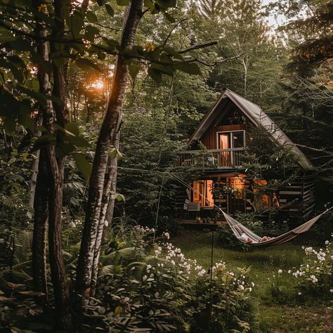 Forest Cabin Serenity: Secluded cabin nestled in the heart of a lush forest, glowing warmly as dusk settles. #NatureLovers #Getaway #PeacefulRetreat #Woodland #OutdoorLife #ScenicEscape #RelaxationStation #DreamDestination ⬇️ Download and 📝 Prompt 👉 https://stockcake.com/i/forest-cabin-serenity_795235_368771 Tiny House In The Forest, Cottage In A Forest, A Line Cabin, Living In The Forest, House In The Forest Nature, Cabin Forest, Cabin In The Forest, Cabin In Forest, Woodland Cabin