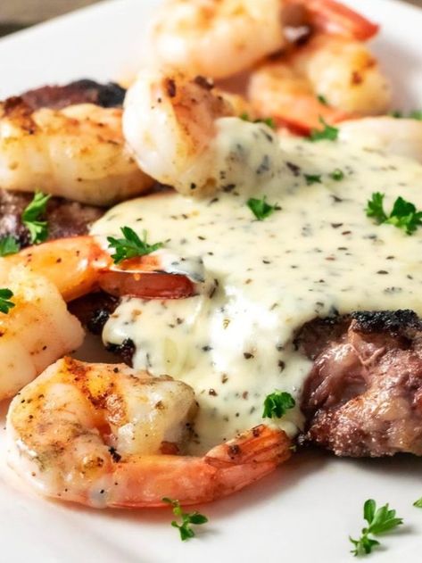 Applebees Parmesan Shrimp Steak, Ribeye Steak And Shrimp Recipes, Filet Mignon And Shrimp Recipes, Steak With Shrimp Cream Sauce, Parmesan Steak And Shrimp, Applebees Steak And Shrimp, Steak And Shrimp Recipes, Shrimp Cream Sauce, Minute Steak