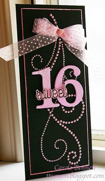 Color, texture, layout. Sweet 16 by BratBee - Cards and Paper Crafts at Splitcoaststampers 16th Birthday Card, Girl Birthday Cards, Bday Cards, 16 Birthday, Birthday Numbers, Kids Birthday Cards, Number Cards, Handmade Birthday Cards, Creative Cards