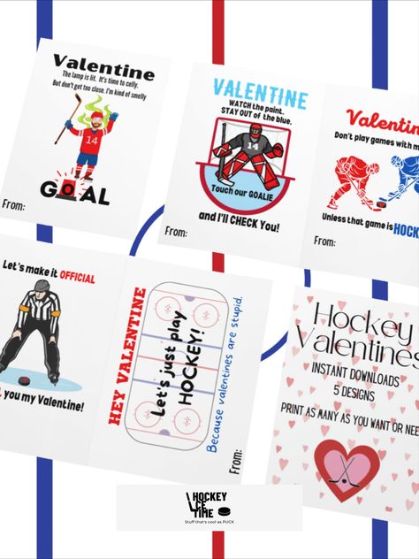 Hockey Valentines Cards, Hockey Mom Quote, Hockey Valentines, Mom Accessories, Printable Valentines Cards, Hockey Gifts, Hockey Goalie, Valentine's Day Cards, Hockey Mom