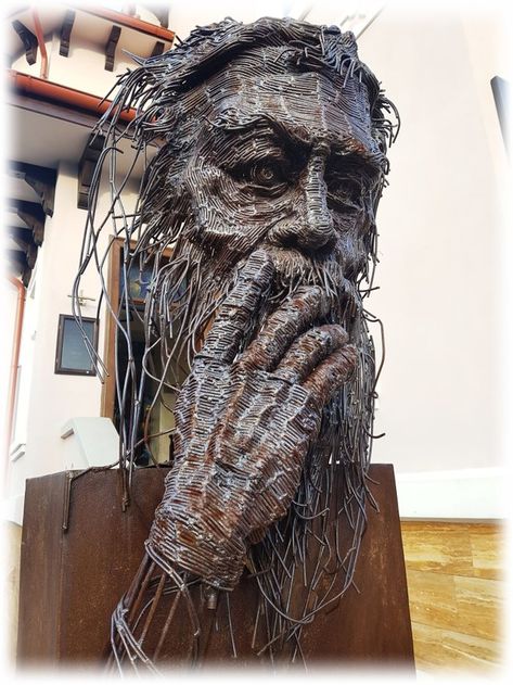 Out Line/Semnul de pe faţă #2 - An amazing Metal Sculpture by the Sculptor in Metal, Darius Hulea — Steemit Metal Wire Sculpture, Mother Earth Art, Trash Art, Colossal Art, Artistic Installation, Sculpture Metal, Paul Cezanne, Steel Art, Steel Sculpture