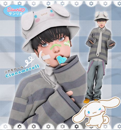 cinnamoroll (boy.ver) 🍥 - : cream / kr Sims 4 Cc Hello Kitty Clothes Male, Cute Male Cc Sims 4, Sims 4 Cc Korean Male Clothes, Sims 4 Cc Cute Male Clothes, Sims 4 Male Ccs, The Sims 4 Cc Mens Clothes, Kawaii Sims 4 Cc Clothing Male, Sims 4 Cc Finds Clothes Male, Sims 4 Cc Male Twink