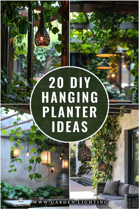 a collage of photos of a patio with a hanging planter Hanging Planter Ideas, Hanging Planters Outdoor, Diy Planters Indoor, Hang Plants, Diy Planters Outdoor, Hanging Plants Diy, Indoor Plant Hangers, Diy Hanging Planter, Macrame Hanging Planter