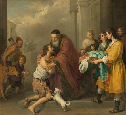 The Return of the Prodigal Son Murillo Paintings, Return Of The Prodigal Son, The Prodigal Son, Prodigal Son, Baroque Art, Biblical Art, National Gallery Of Art, Famous Art, Catholic Art