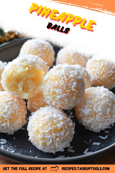 Dive into a tropical delight with our Pineapple Balls recipe! These sweet and tangy treats are a refreshing blend of juicy pineapples and other high-quality ingredients, crafted to perfection. Perfect for parties or a quick dessert fix. Fall in love with their explosive flavor and easy-to-follow recipe. Explore now and add a taste of the tropics to your recipe board! Pineapple Balls Recipe, Pinapple Recipes Dessert, Pineapple Balls, Classic Holiday Desserts, Holiday Desserts Table, Quick Dessert, Dessert Spread, Truffle Recipe, Recipe Board