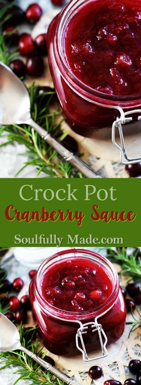 Crock Pot Cranberry Sauce is sweet and tart with a little zest of orange. Made in the slow cooker this effortless sauce is full of beautiful color and an abundance of flavor. #CranberrySauce #Holidays #CrockPot #SlowCooker Cranberry Sauce Crockpot, Crockpot Cranberry Sauce, Holiday Sides, Cranberry Sauce Recipe, Vegan Thanksgiving Recipes, Cranberry Sauce Homemade, Easy Meal Plans, Thanksgiving Side, Cranberry Recipes