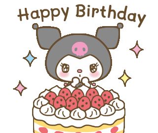 Sanrio Gif, Kuromi Birthday, Notion Icons, Sister Cards, Hello Gif, Melody Wallpaper, Comfort Place, Happy Birthday Art, Hand Lettering Cards