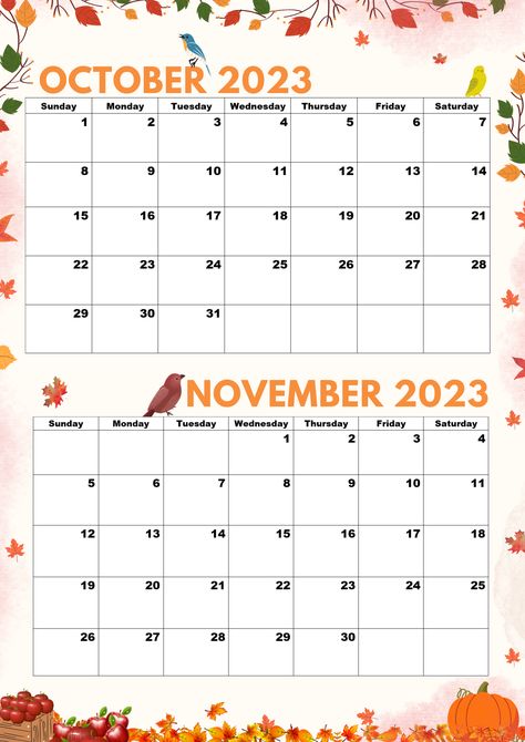 October 2023 November 2023 Calendar,PDF,A4 size,Digital Download, Oct 2023 Nov 2023,Halloween 2023 Nov Calendar, October 2023 Calendar, November 2023 Calendar, Calendar November, Weekly Calendar Planner, 2023 Halloween, Unique Calendar, 2023 Calendar, Halloween 2023