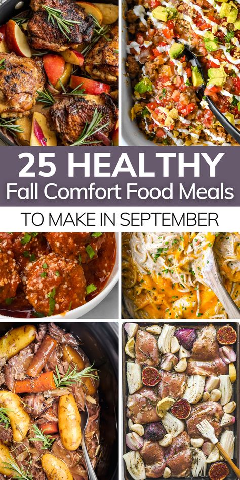 Seasonal Dinner Recipes Fall, Fall Healthy Dinner Ideas, Health Fall Dinner Recipes, Fall One Pot Recipes, Easy Fall Dinner Recipes For Two, Best Fall Meals, Call Dinner Ideas, Healthy Comfort Dinner, October Dinner Recipes