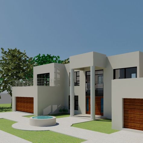 4 Bedroom Double Storey House Plan South African | NethouseplansNethouseplans Modern Double Story House, Modern Double Storey House, Double Story House Plans, Double Storey House Plans, 4 Bedroom House Designs, House Plans South Africa, Double Story House, Two Story House Design, Double Storey House